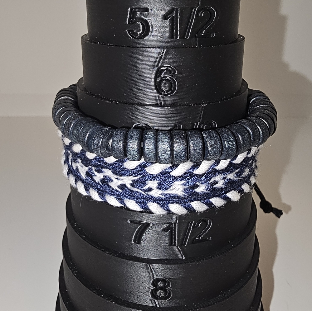 Navy and White Braided And Beaded Bracelet Set